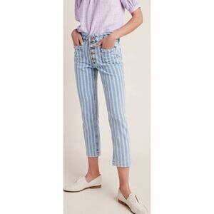 Anthropologie Pilcro High-Rise Striped Acid Wash Slim Jeans Pants Size 29